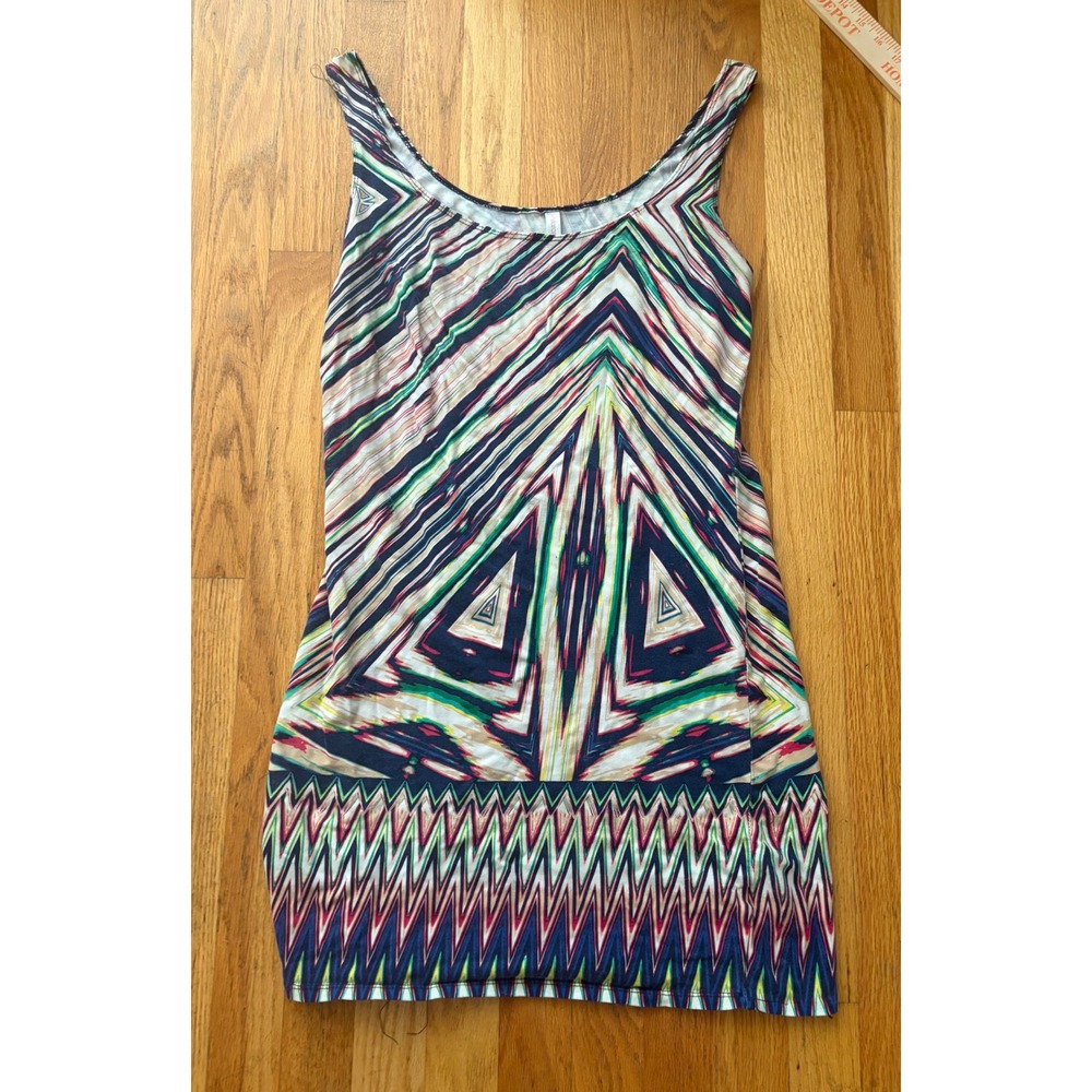 Xhilaration‎ Geometric Chevron Print Sleeveless Mini Dress Multi-Color Large